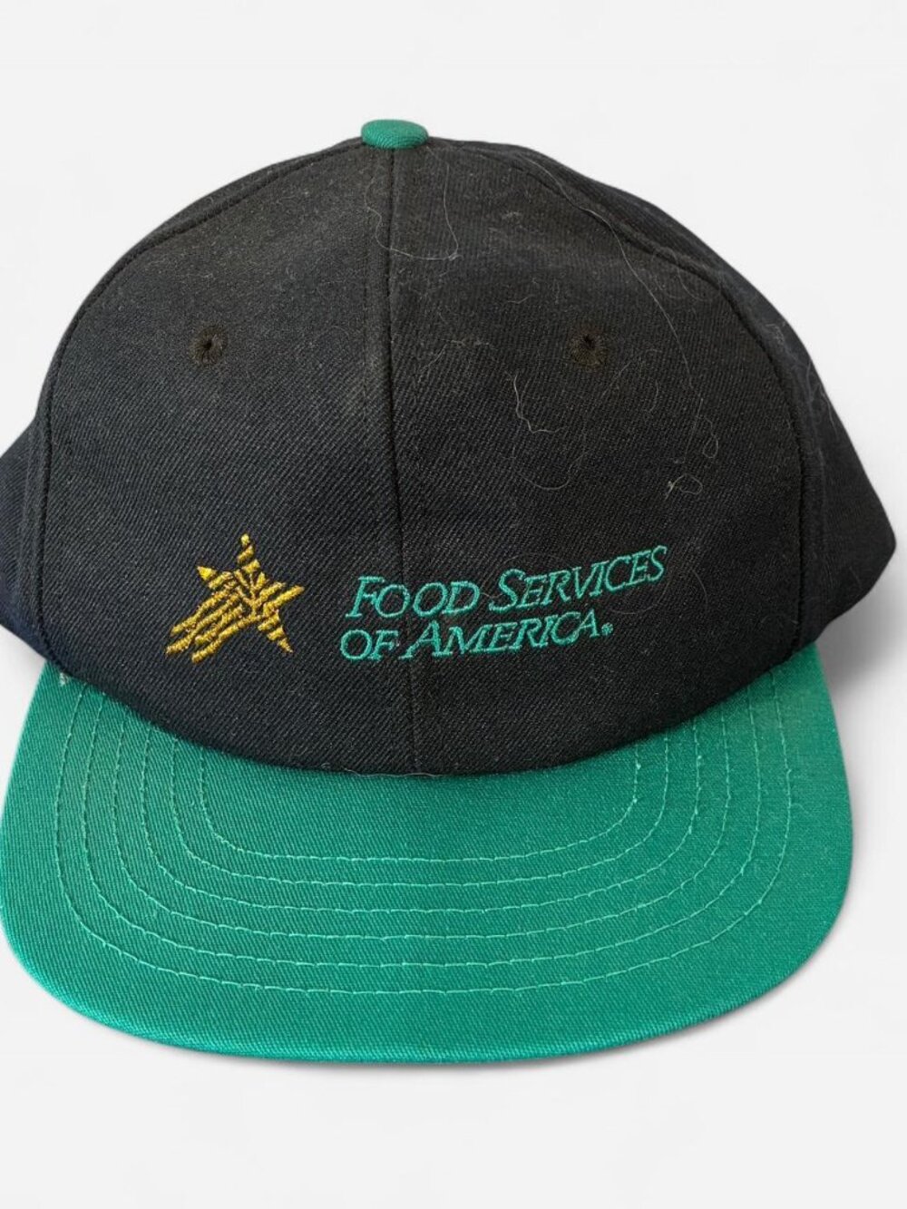 Vintage 90s Food Services Of America black and green snapback hat